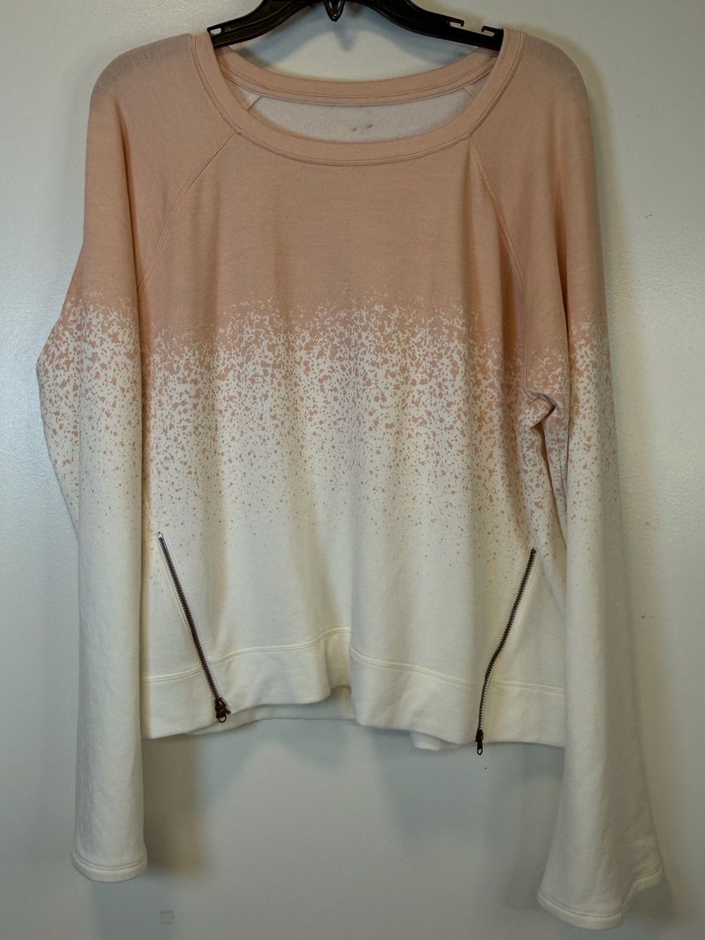 CALIA Ombre Speckled Pullover Soft Sweatshirt in Blush and Cream Women’s Large